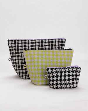 Bolso Pequeño Baggu Go Pouch Set Negros Verdes | 149308-AJB
