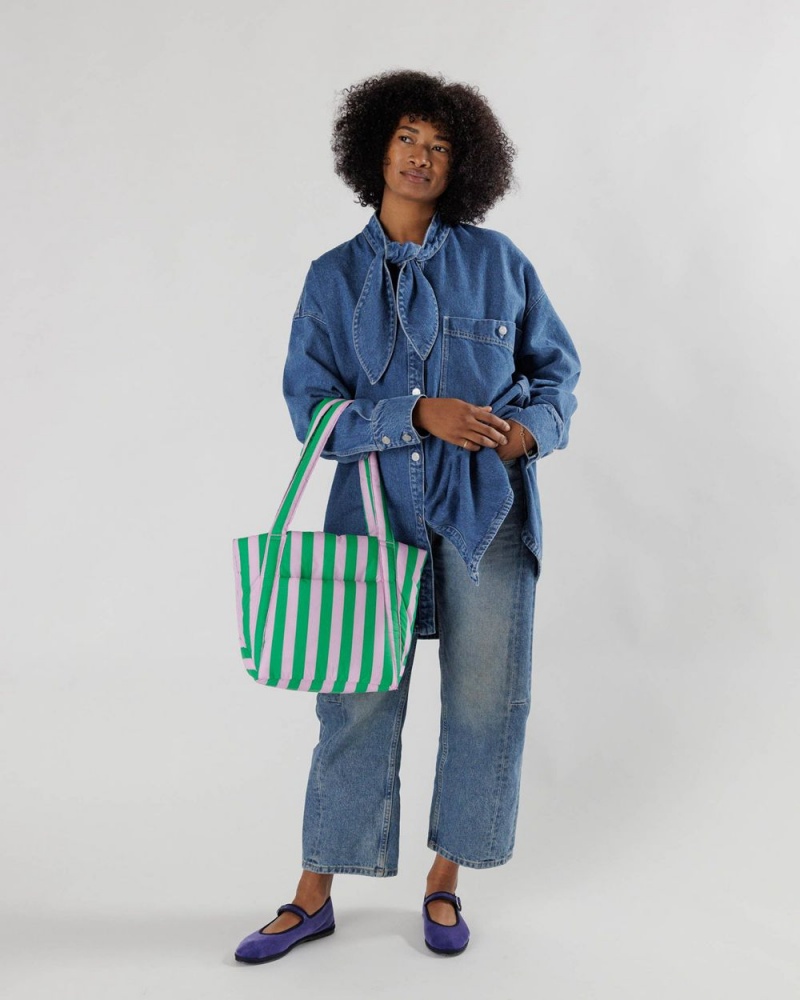 Bolso Tote Baggu Puffy Mini Rosas Verdes | 103276-OEL