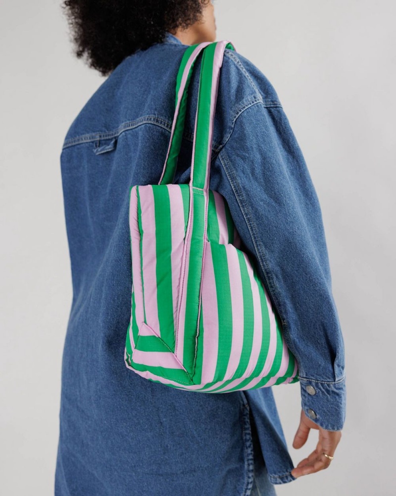 Bolso Tote Baggu Puffy Mini Rosas Verdes | 103276-OEL
